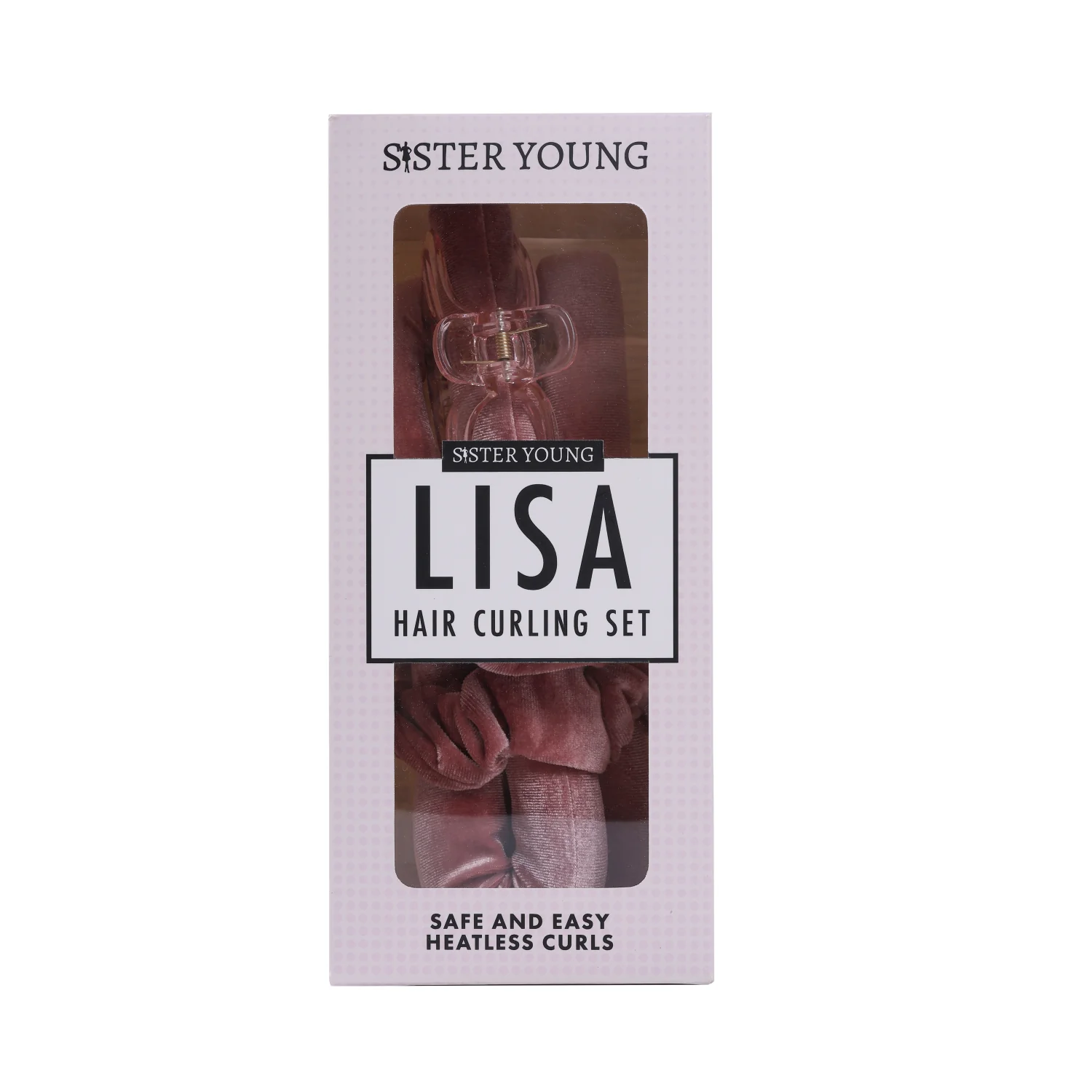 Sister Young Lisa pink, zestaw do kręcenia włosów bez użycia ciepła, 1 sztuka