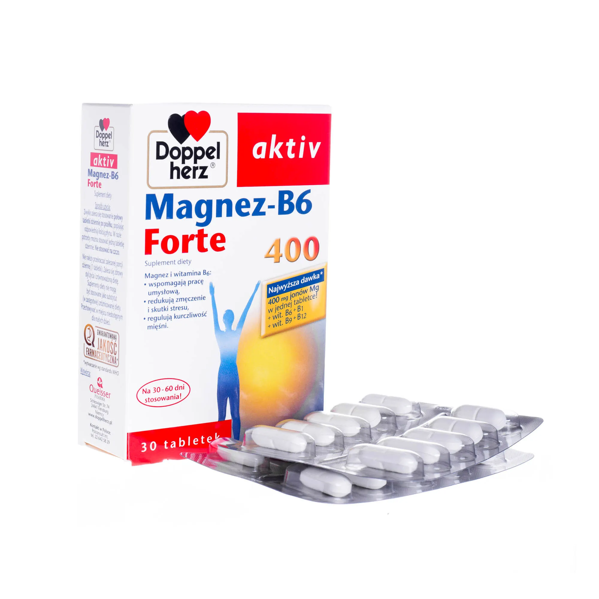 Doppelherz, Magnez-B6 Forte 400, suplement diety 30 tabletek 