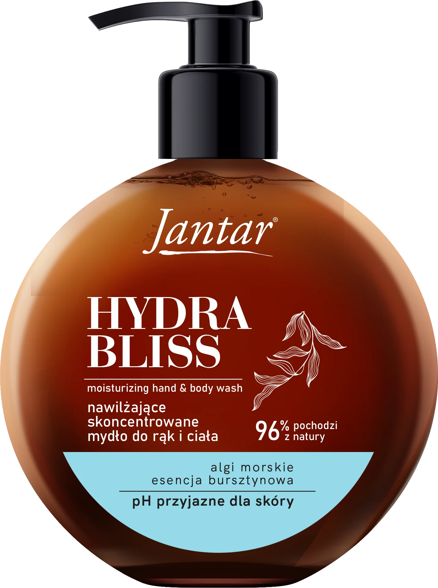 Jantar Hydra Bliss nawilżające mydło do rąk i ciała z esencją bursztynową i algami, 400 ml