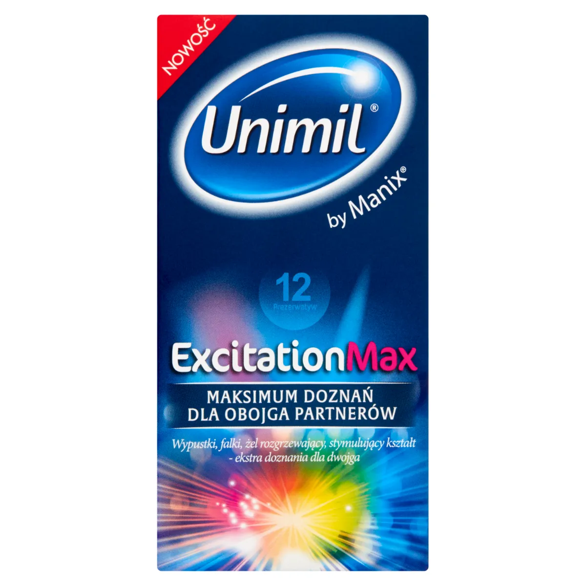 Unimil Excitation Max, prezerwatywy lateksowe, 12 sztuk