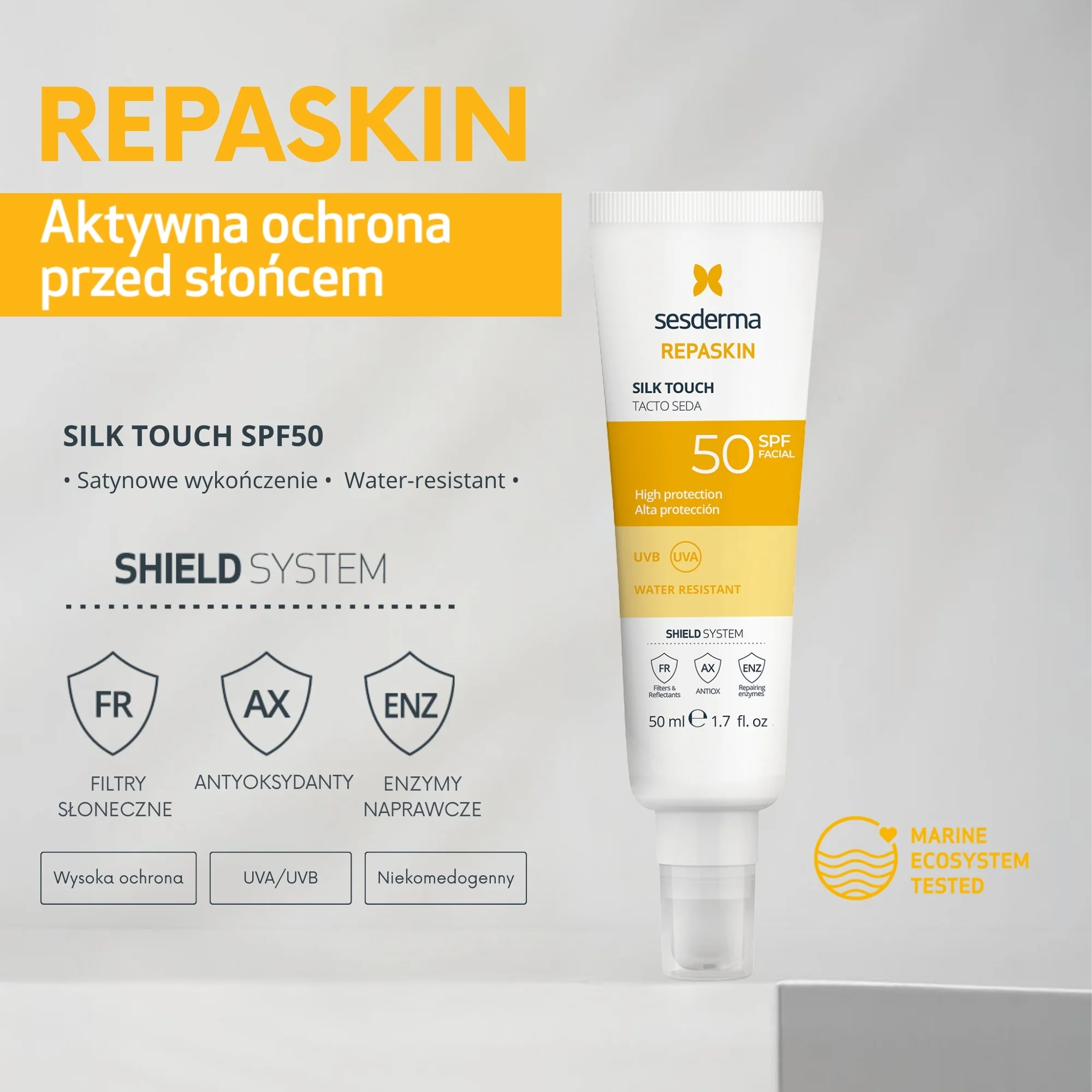 Sesderma Repaskin Silk Touch krem do twarzy SPF 50, 50 ml