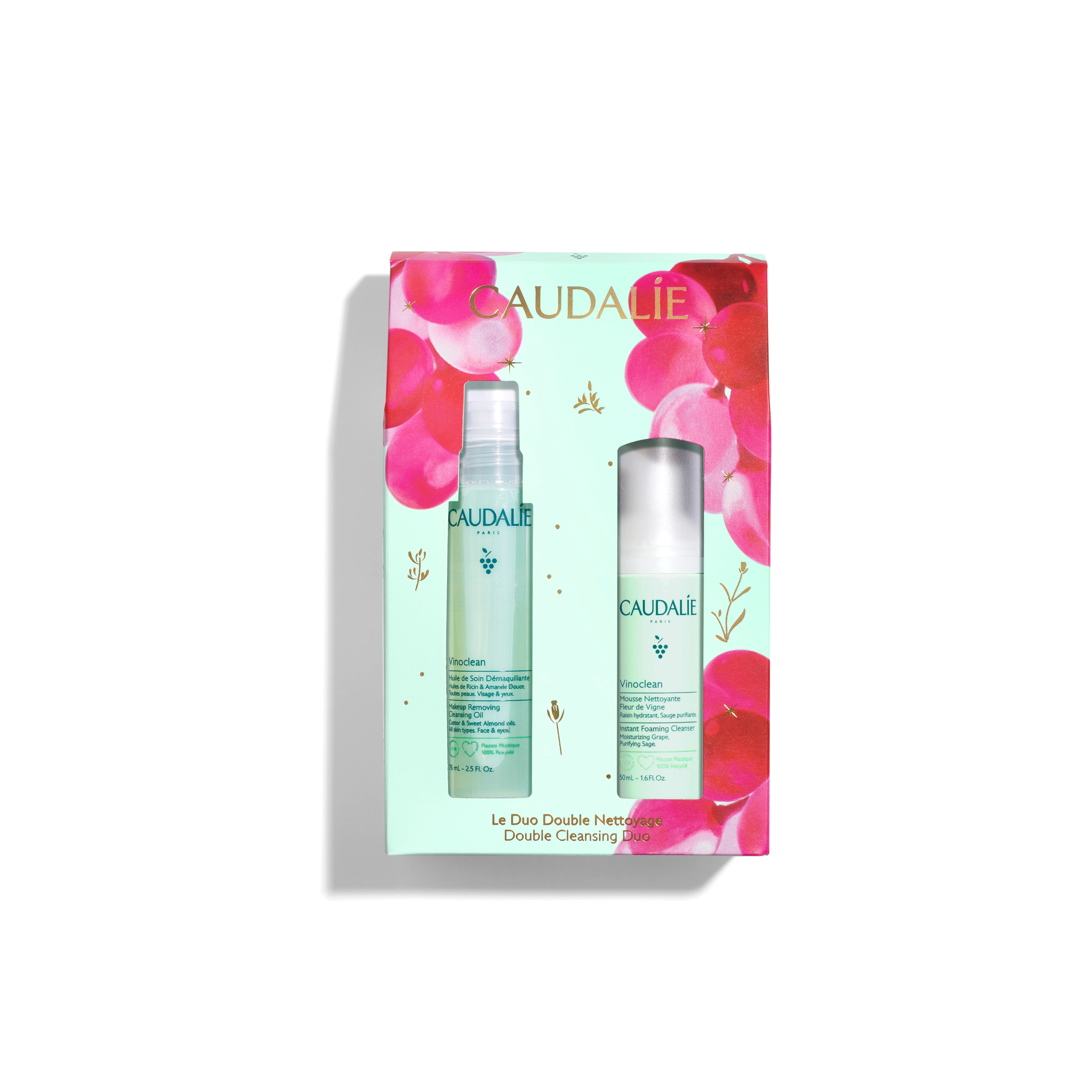 Caudalie Zestaw Vinoclean olejek do demakijażu, 75 ml + pianka oczyszczająca, 50 ml