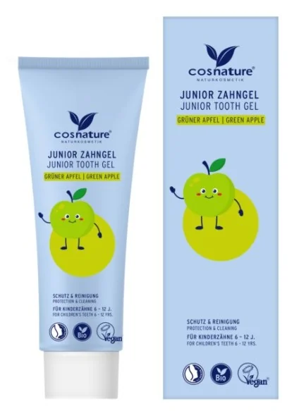 Cosnature® Junior Tooth Gel naturalny żel do zębów z zielonym jabłkiem dla dzieci 6-12 lat, 75 ml