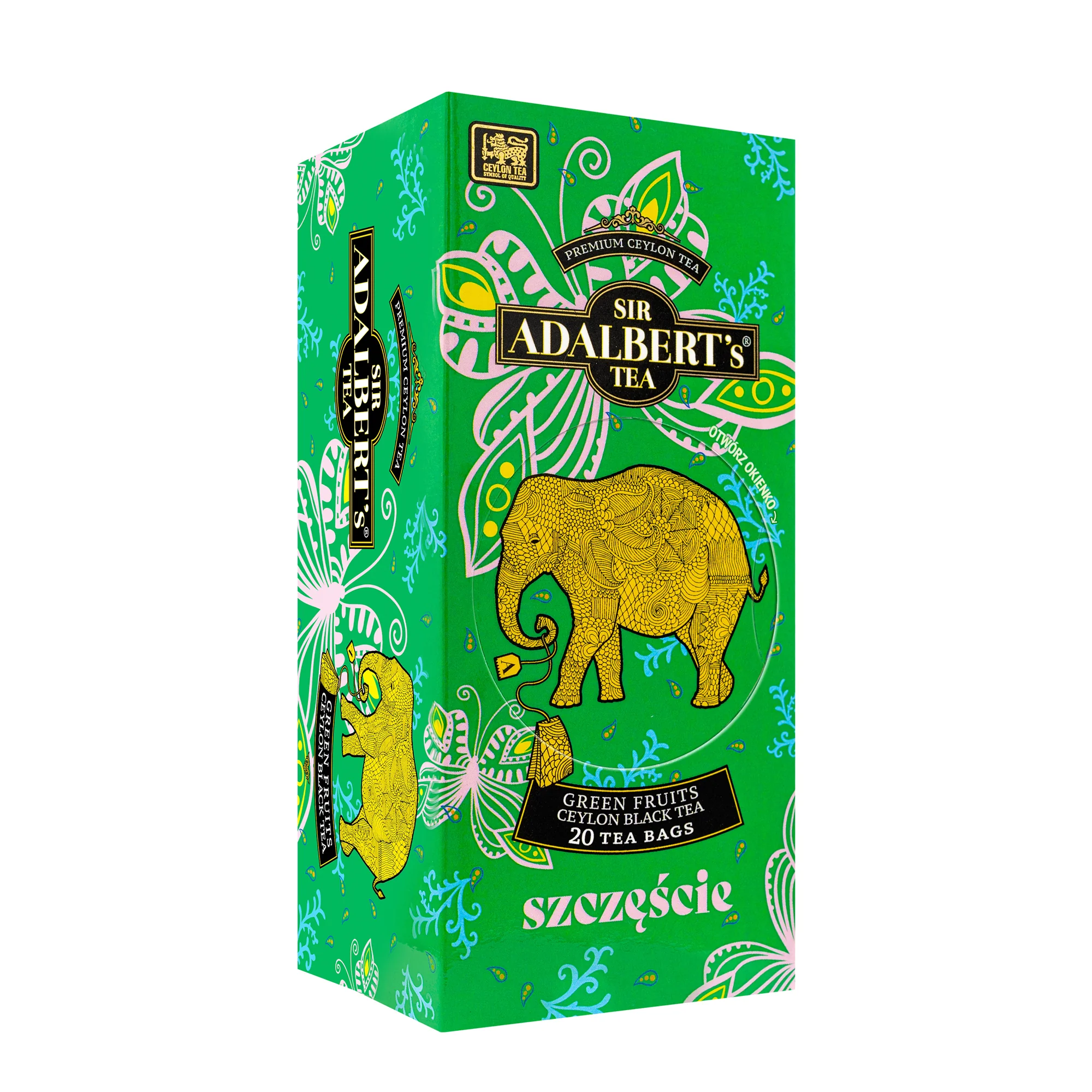 Sir Adalbert's Tea czarna herbata w saszetkach Green Fruits SZCZĘŚĆIE, 20 x 2 g