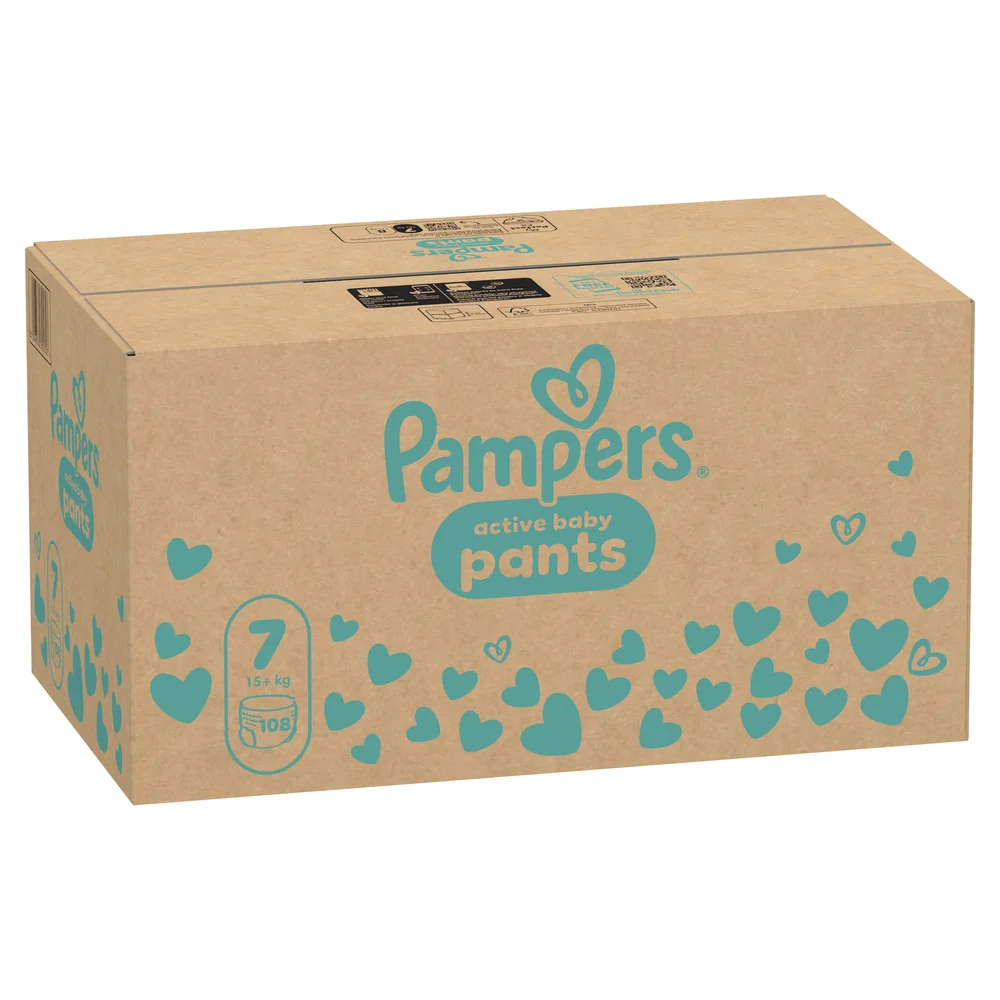 Pampers Active Baby Pants 7 pieluchomajtki, rozmiar 7, 15+ kg, 108 sztuk