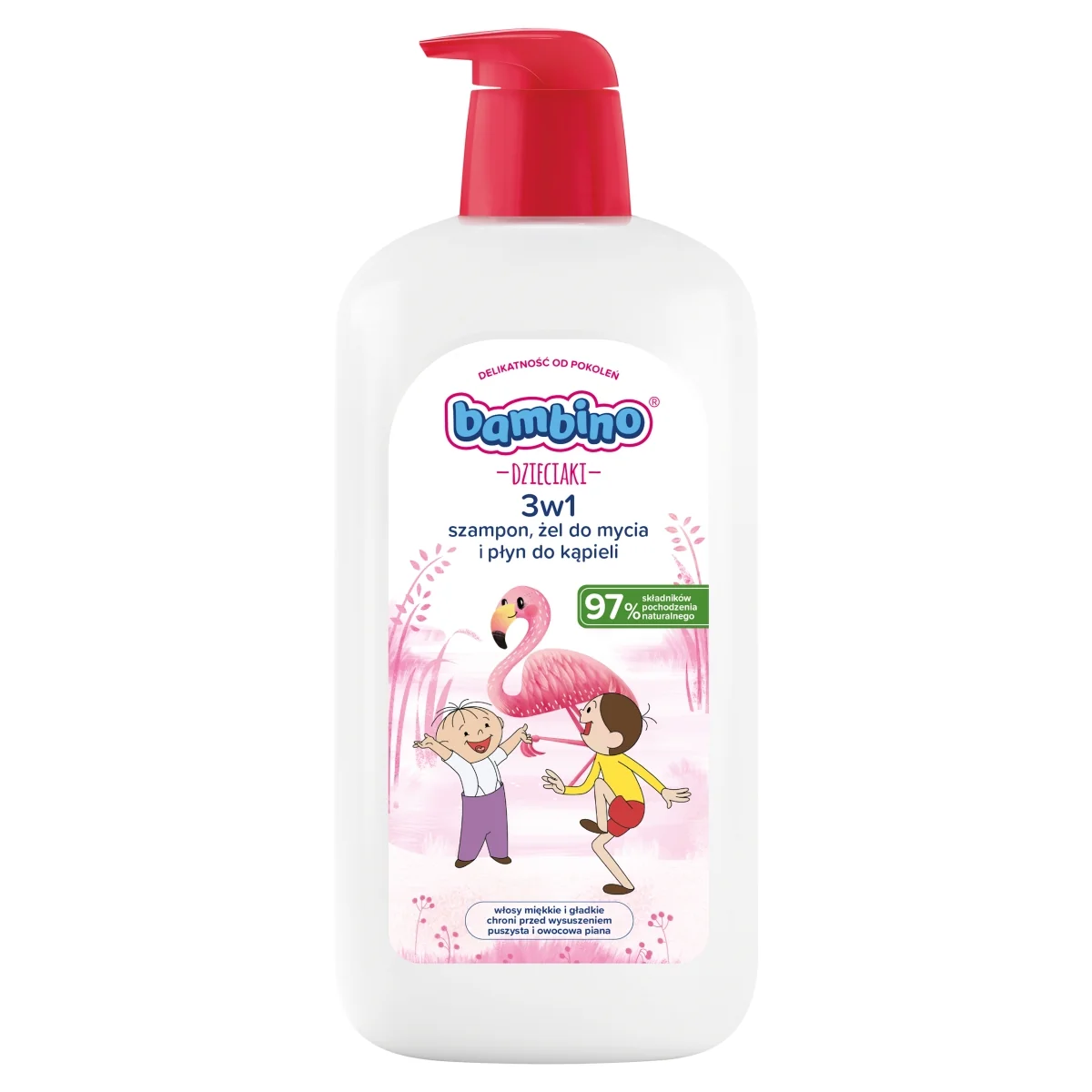 Bambino Dzieciaki Flaming 3w1 szampon, żel pod prysznic i płyn do kąpieli, 1000 ml