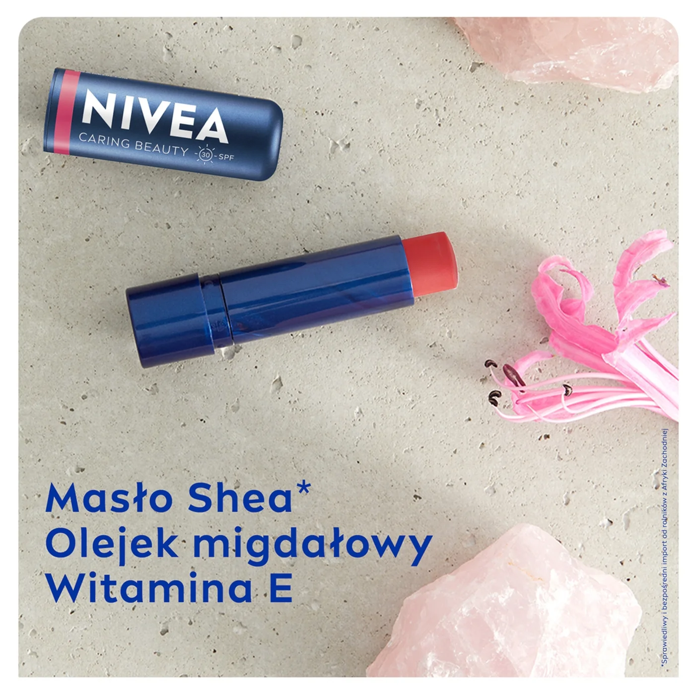 Nivea Caring Beauty 3w1 pomadka pielęgnująca Rose, 4,8 g