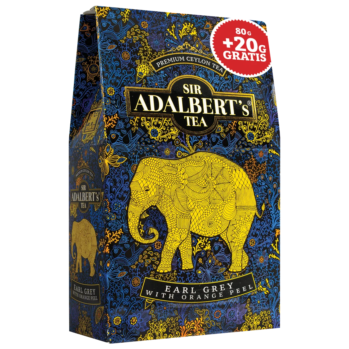 Sir Adalbert's Tea czarna herbata liściasta w kartoniku pouch Earl Grey with Orange Peel, 100 g