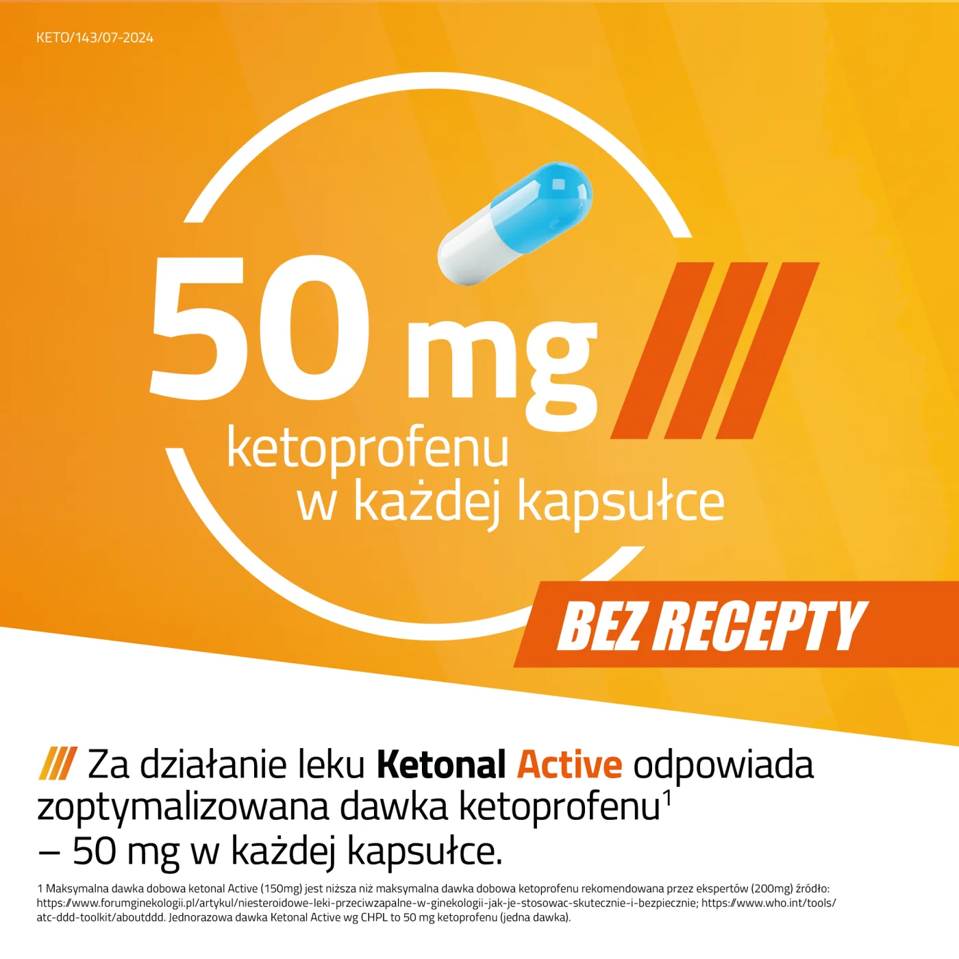 Ketonal Active lek o działaniu przeciwbólowym i przeciwzapalnym, 10 kapsułek