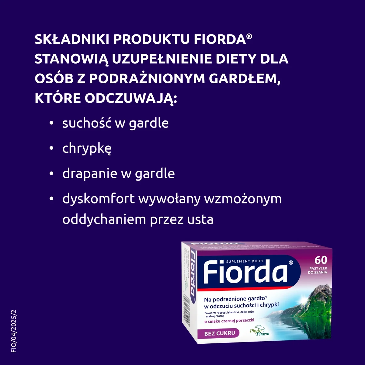 Fiorda 60 pastylek do ssania o smaku porzeczkowym