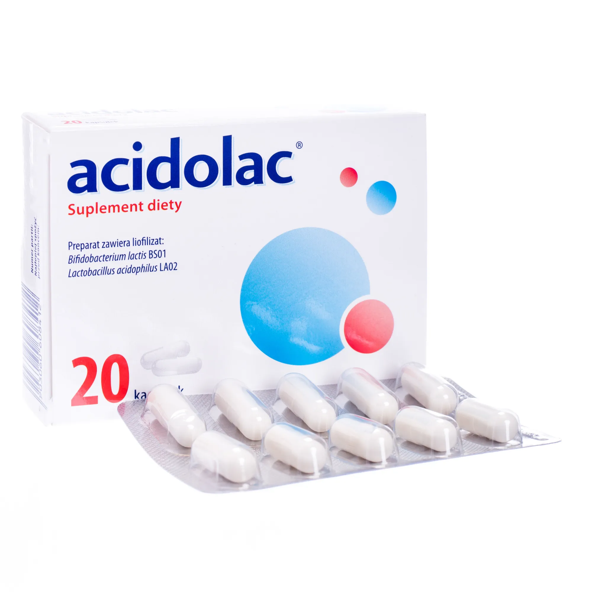 Acidolac, suplement diety, 20 kapsułek 