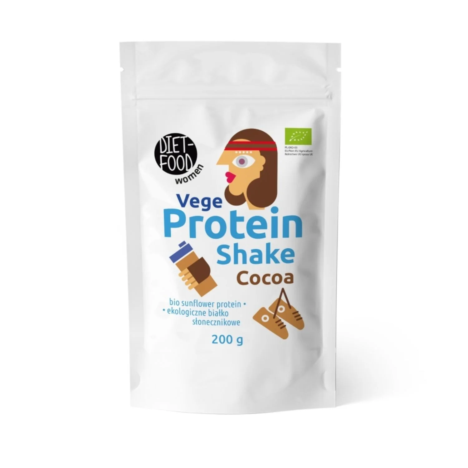DIET-FOOD Women kakowy shake proteinowy wege, 200 g