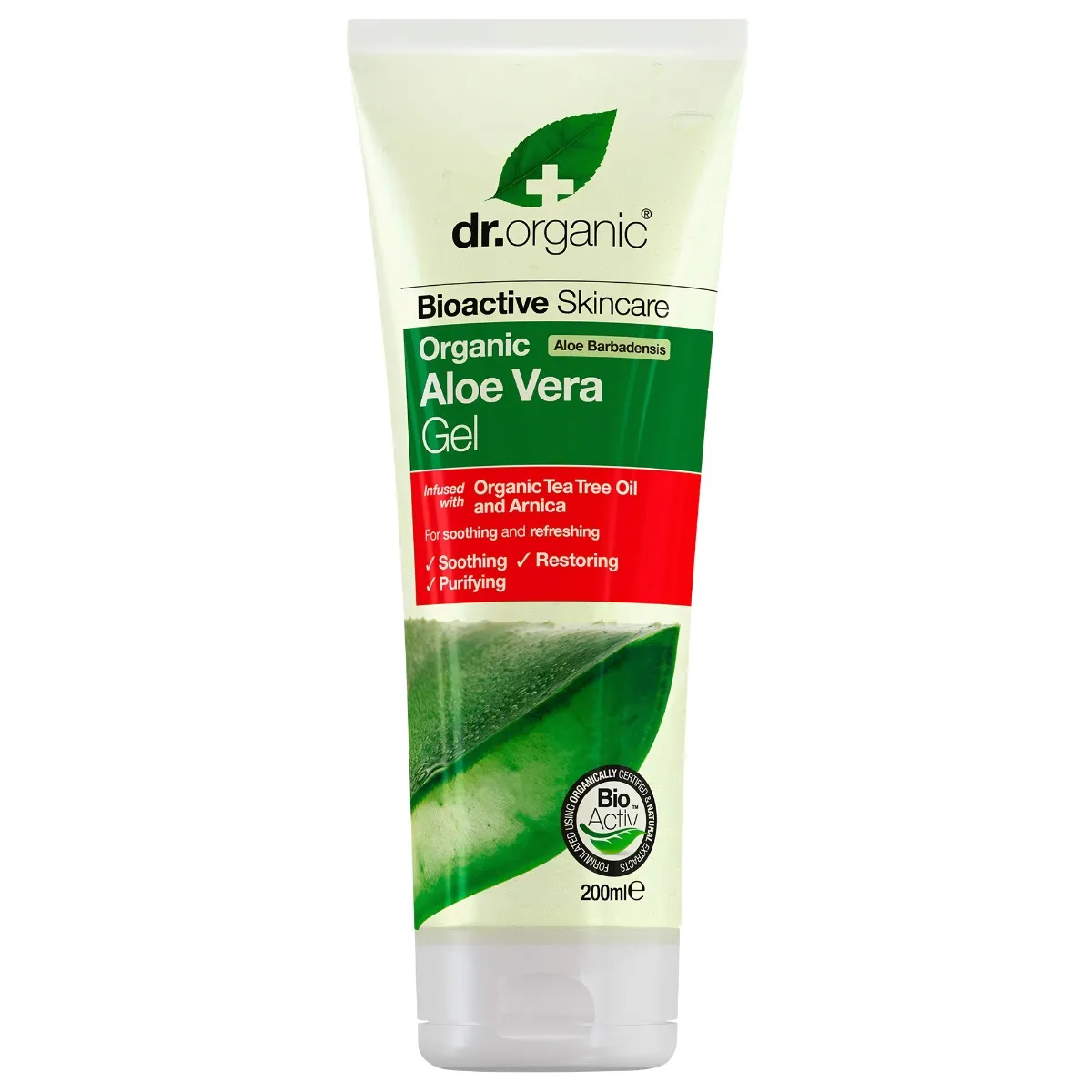 Dr Organic  Aloe Vera, żel do ciała z  drzewem herbacianym, 200 ml