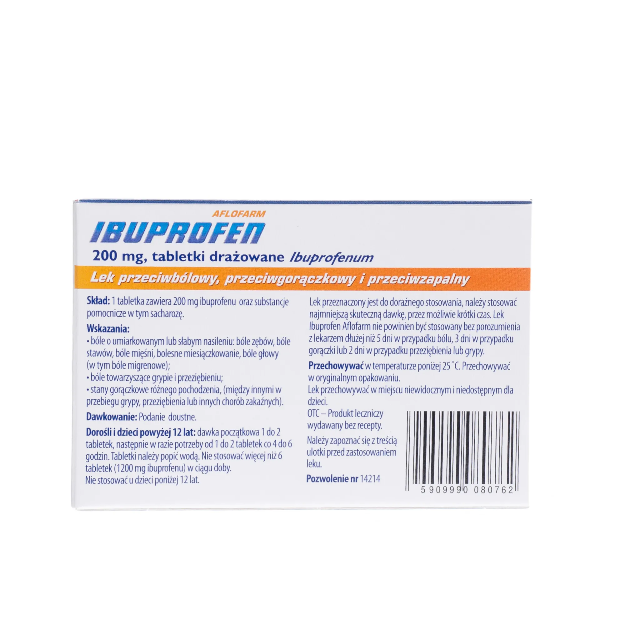 Ibuprofen Aflofarm  200 mg, 20 tabletek drażowanych 