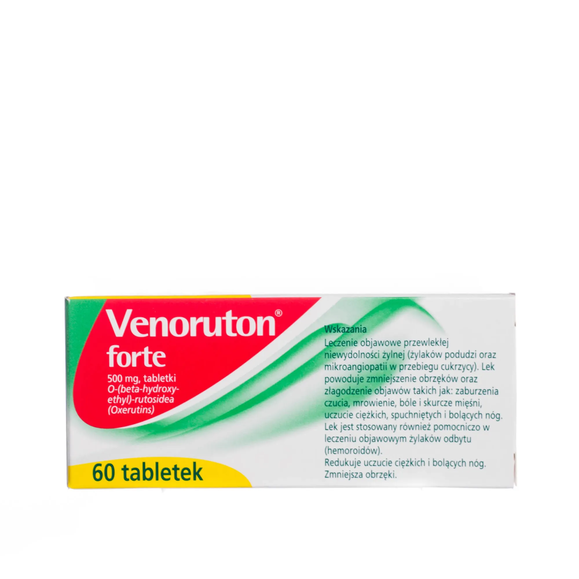 Venoruton forte 500 mg, tabletki O-( beta-hydroxy-ethyl)-rutosidea(Oxerutins), 60 tabletek 