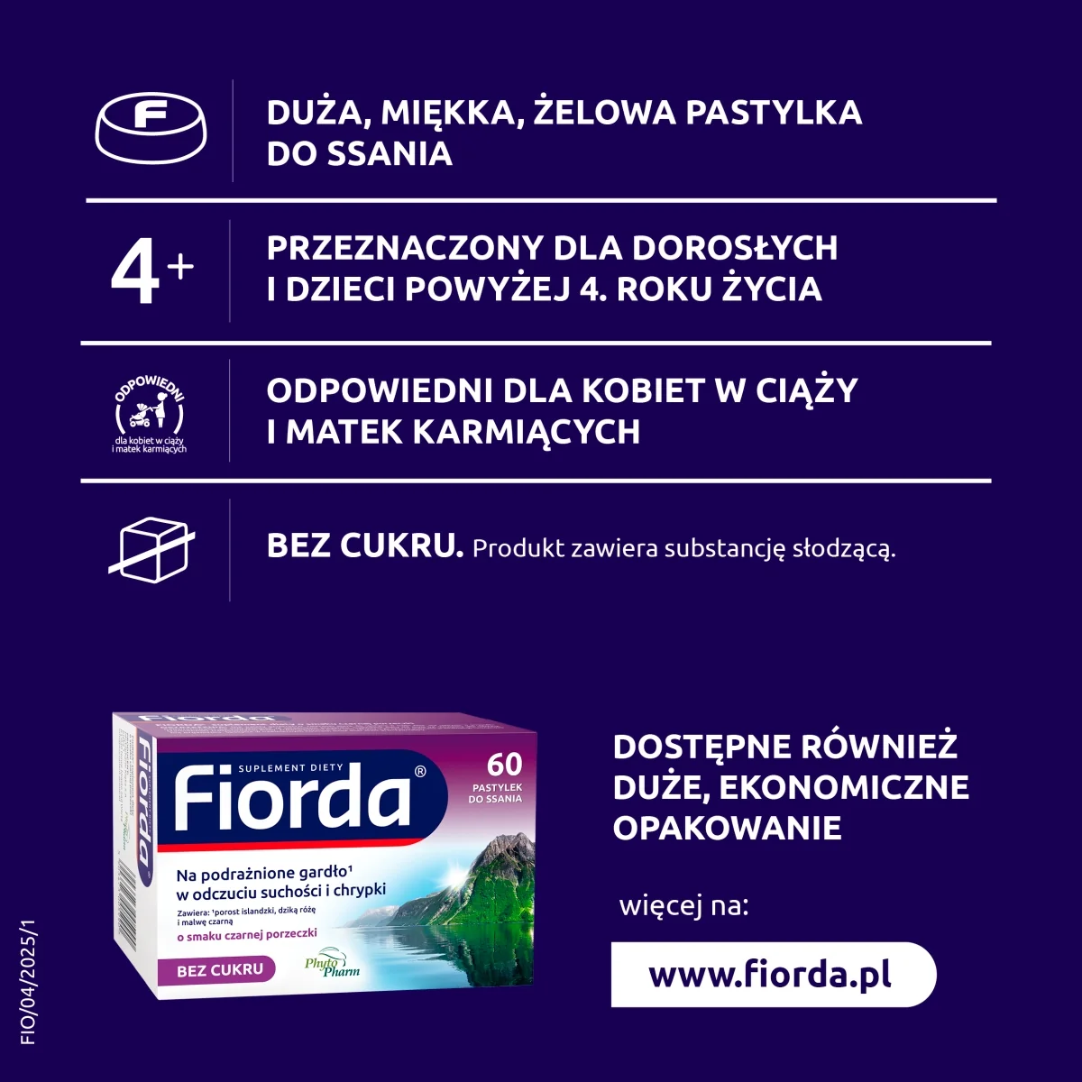 Fiorda 30 pastylek do ssania o smaku porzeczkowym