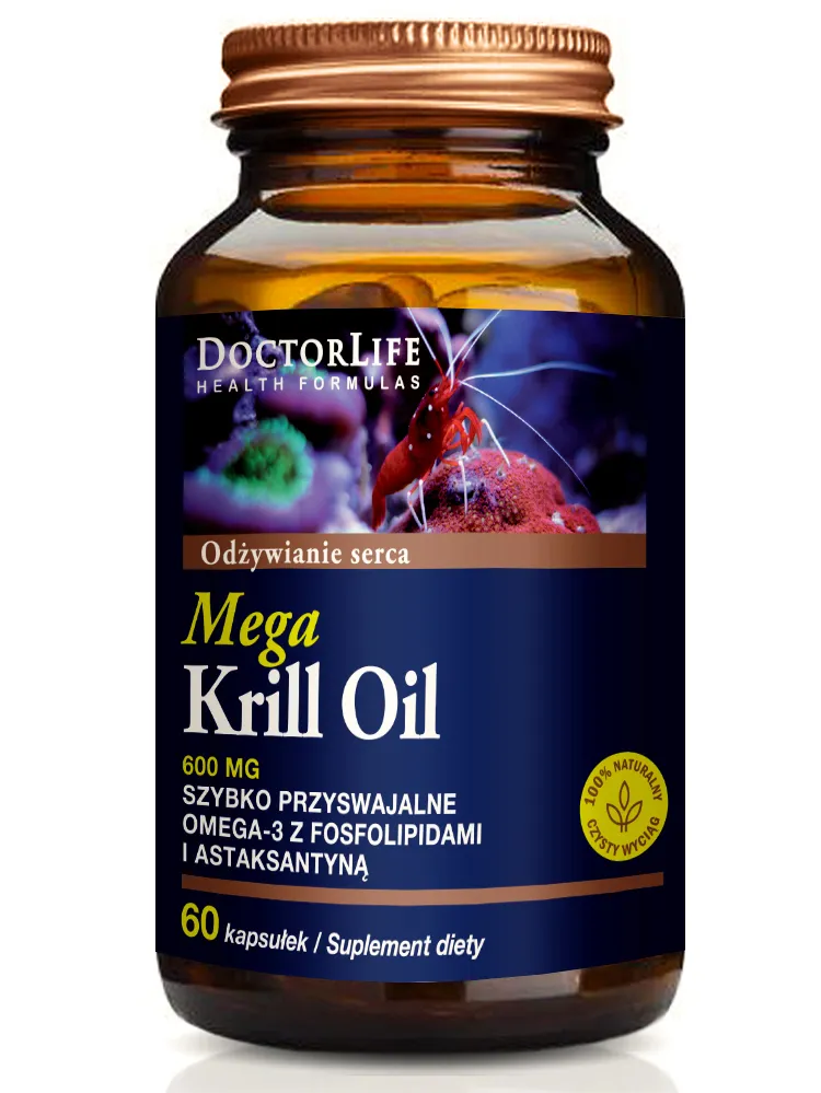 Doctor Life Olej z Kryla Omega-3, 600 mg, suplement diety, 60 kapsułek