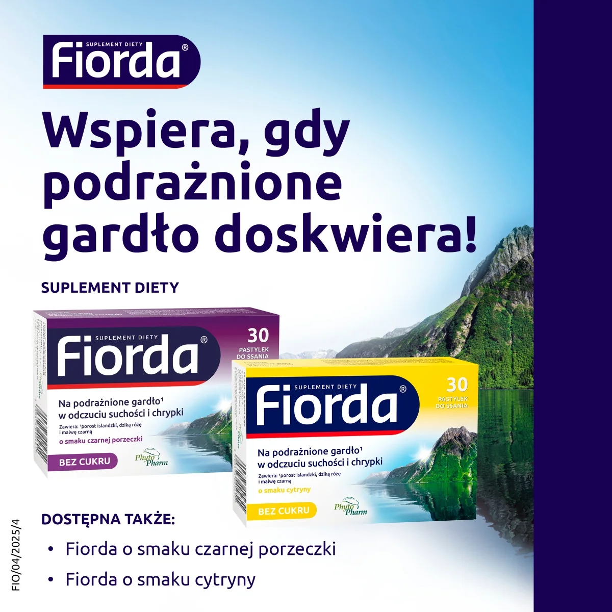 Fiorda 30 pastylek do ssania o smaku malinowym