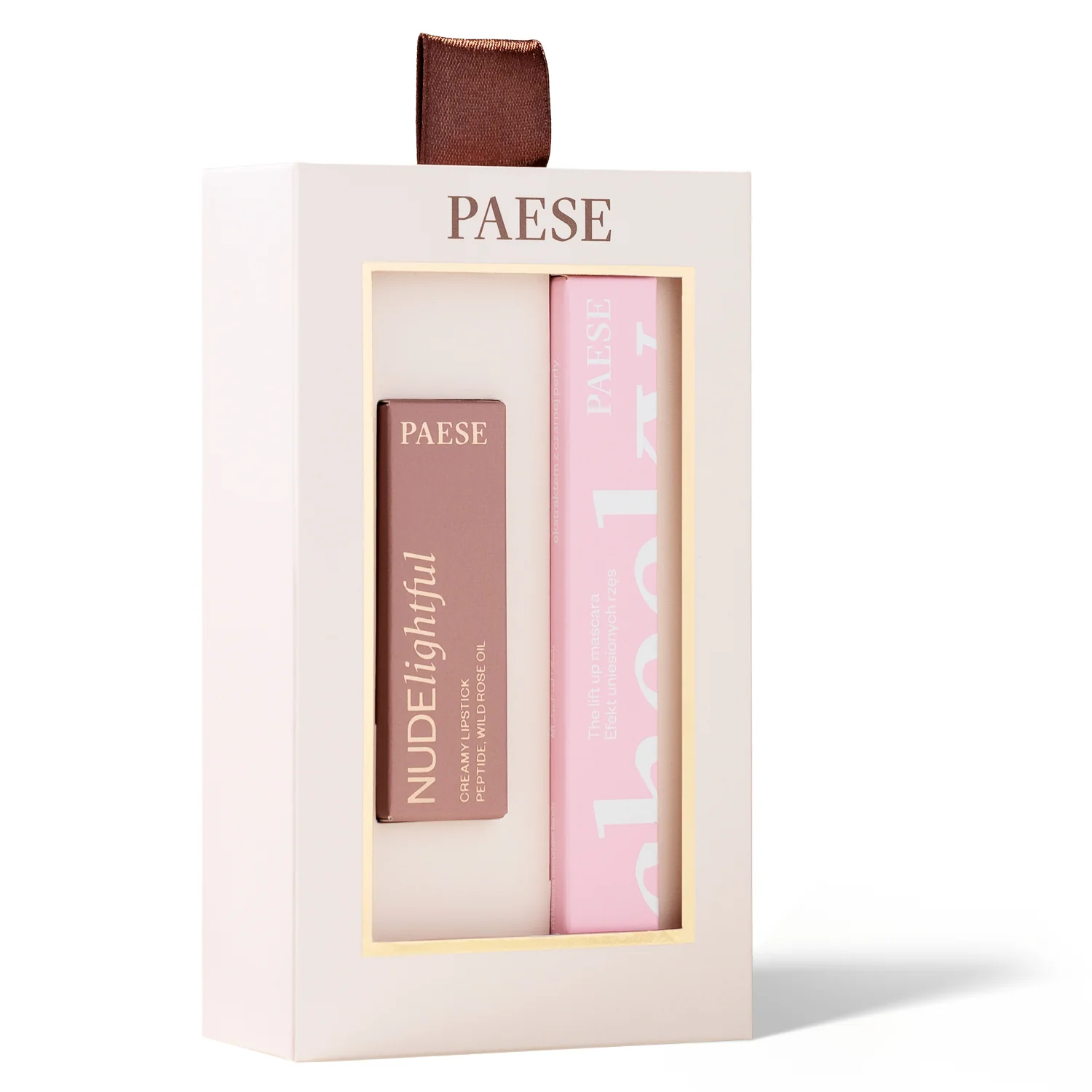 Paese zestaw świąteczny Cheeky Nude Look maskara Cheeky, 12 ml + pomadka Nudelightful, 4 g