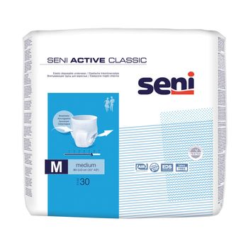 Seni Active Classic, elastyczne majtki chłonne, medium 80-110 cm, 30 sztuk 