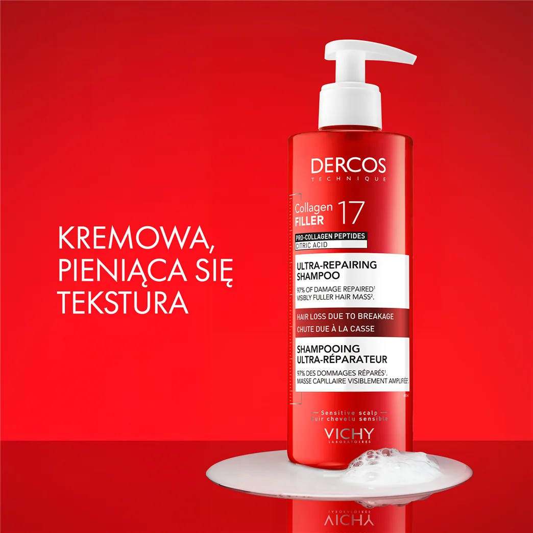 Vichy Dercos, Collagen 17 Filler szampon ultra-regenerujący, 400 ml