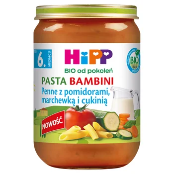 HIPP Pasta Bambini penne z pomidorami, marchewką i cukinią BIO, 190 g