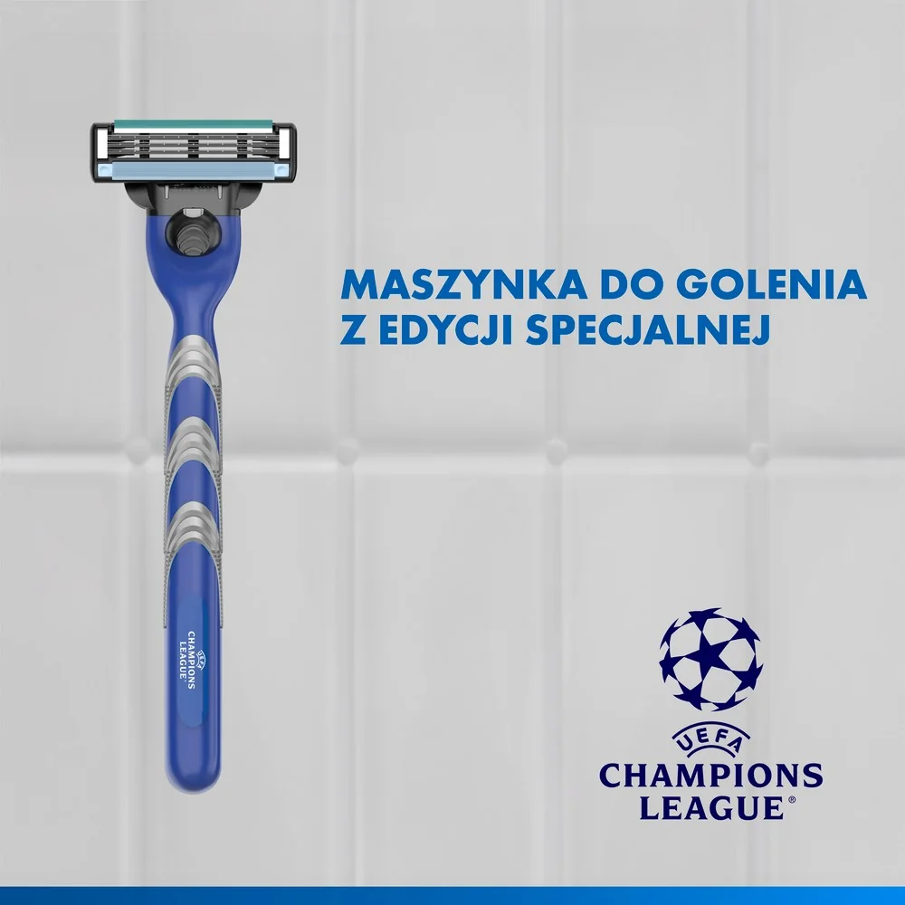 Gillette Mach3 UEFA Champions League Zestaw męska maszynka do golenia + żel do golenia, 200 ml + kosmetyczka