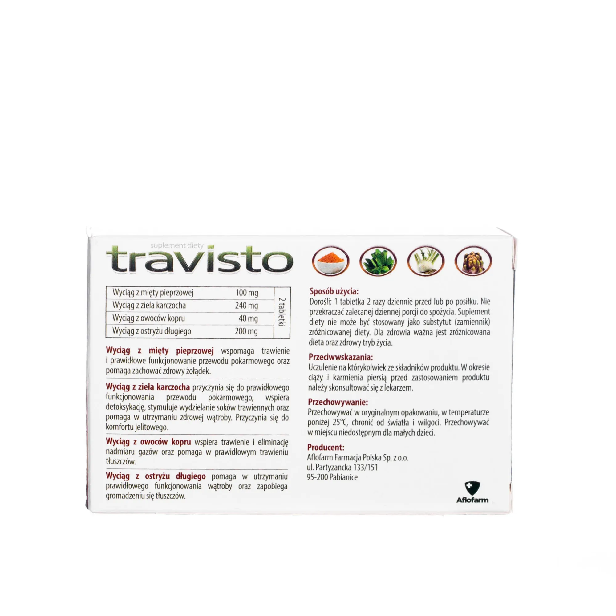 Travisto - suplement diet wspierający trawienie tłuszczów i zdrowy układ pokarmowy, 30 tabletek 