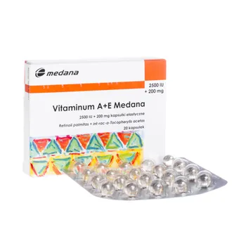 Vitaminum A + E Medana 2500 IU + 200 mg, 20 kapsułek 