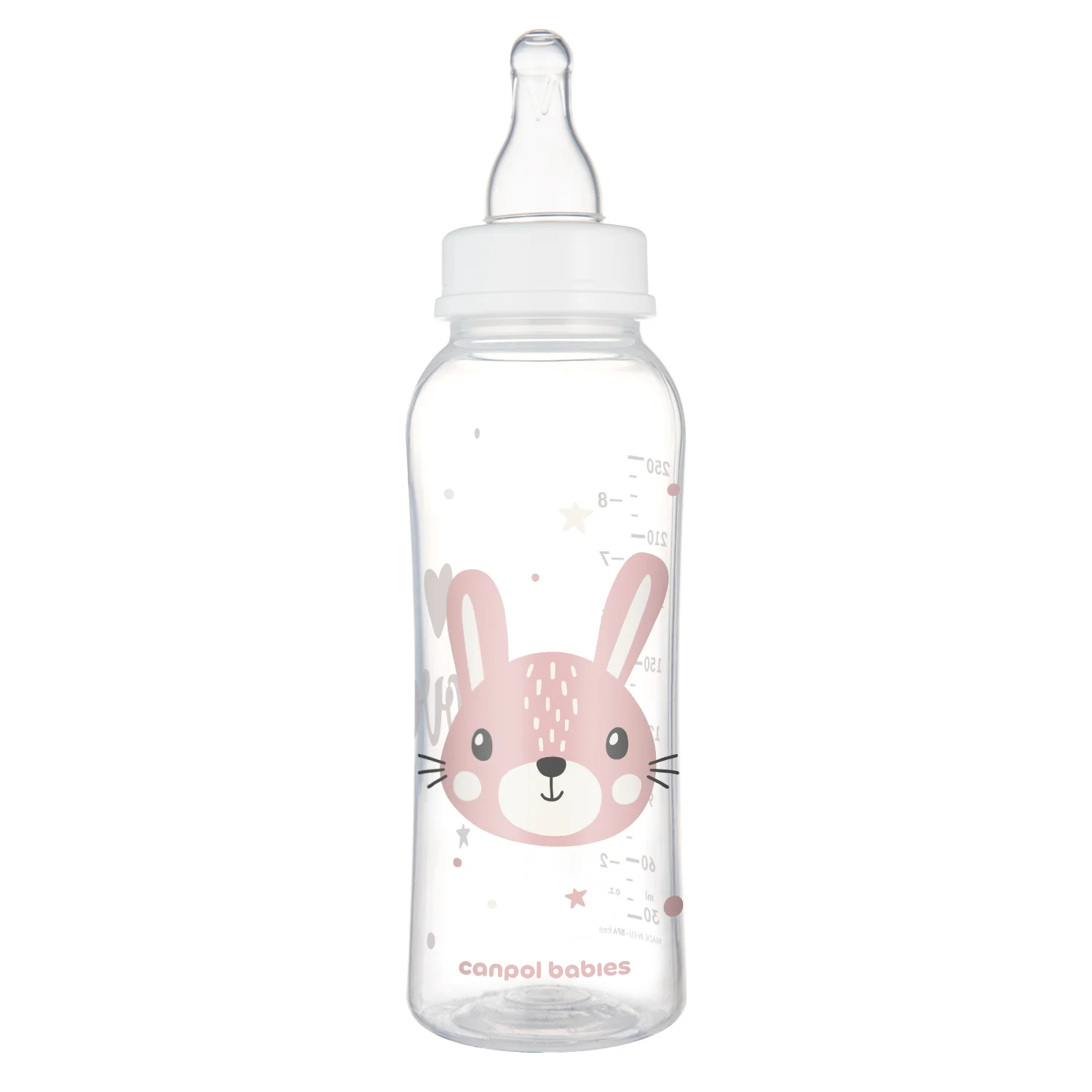 Canpol Babies CUTE ANIMALS różowa butelka 250 ml, 1 sztuka