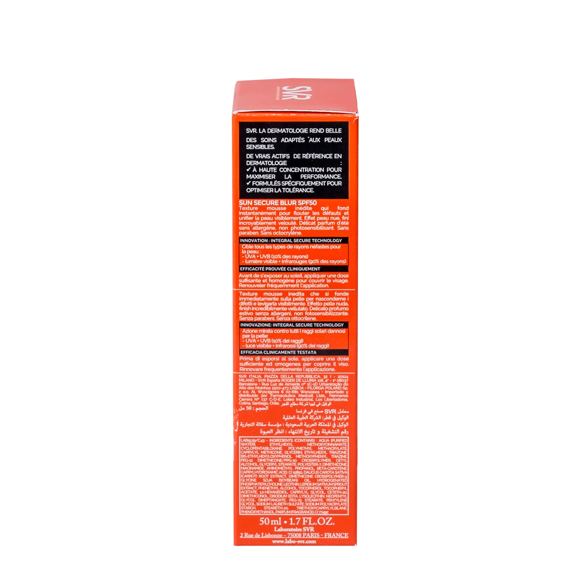 SVR Sunsecure Blur, Krem optycznie ujednolicający skórę SPF 50+, 50 ml 