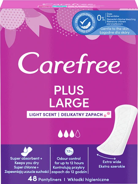 Carefree Plus Large wkładki higieniczne delikatny zapach, 48 sztuk
