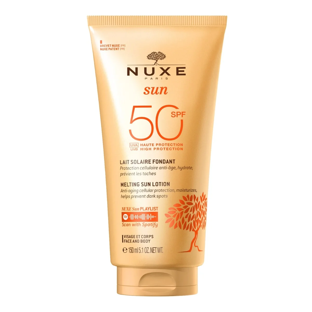 Nuxe Sun mleczko do opalania twarzy i ciała SPF 50+, 150 ml
