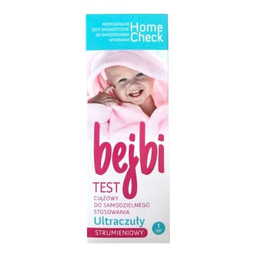 Milapharm Home Check Bejbi Ultraczuły test ciążowy strumieniowy, 1 sztuka