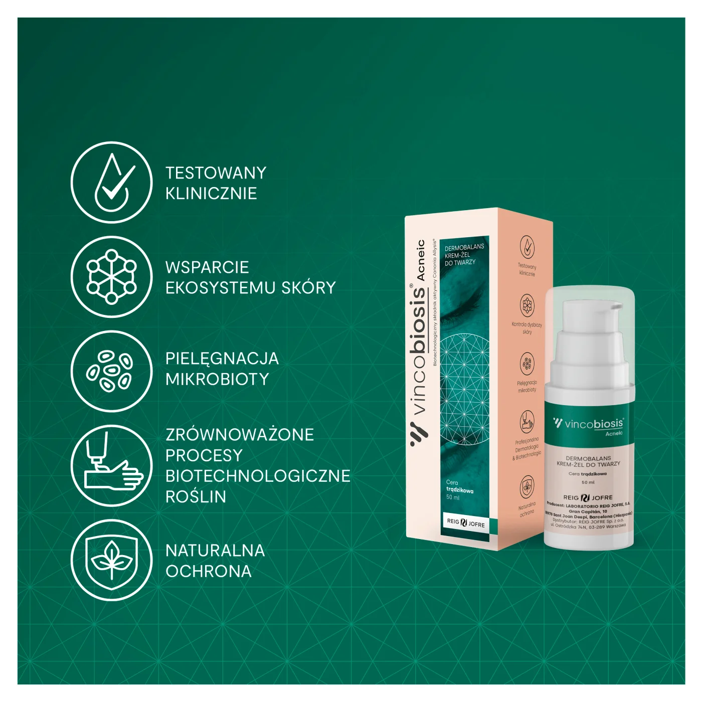 Vincobiosis® Acneic Dermobalans krem-żel do twarzy, 50 ml