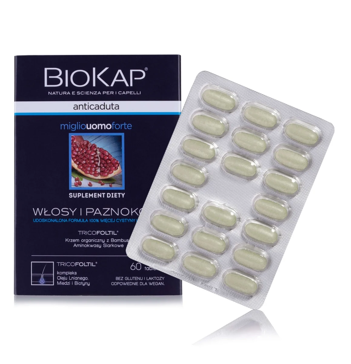 Biokap Anticaduta UOMO przeciw wypadaniu włosów dla mężczyzn, 60 tabletek
