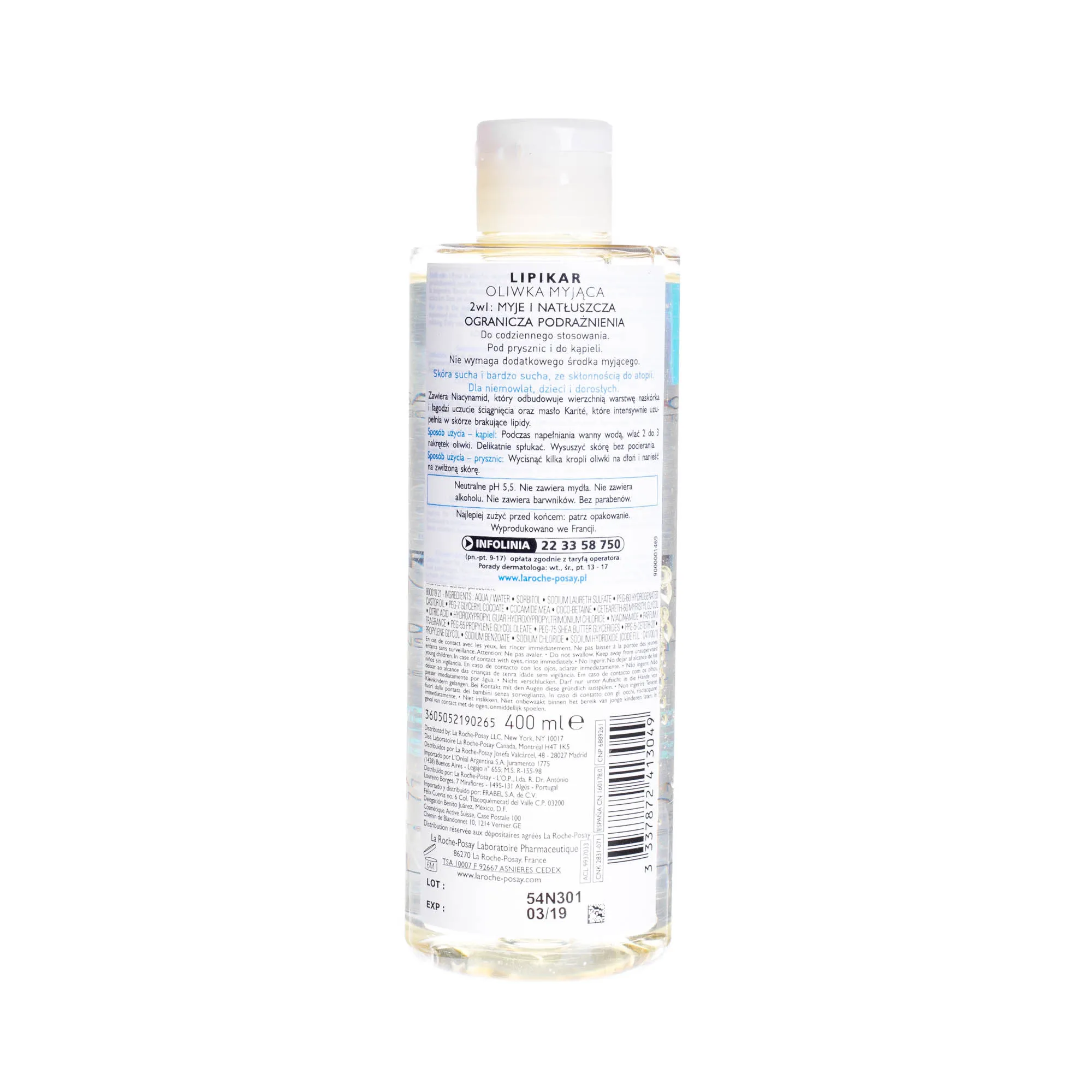 La Roche-Posay Lipikar, oliwka myjąca, 400 ml 