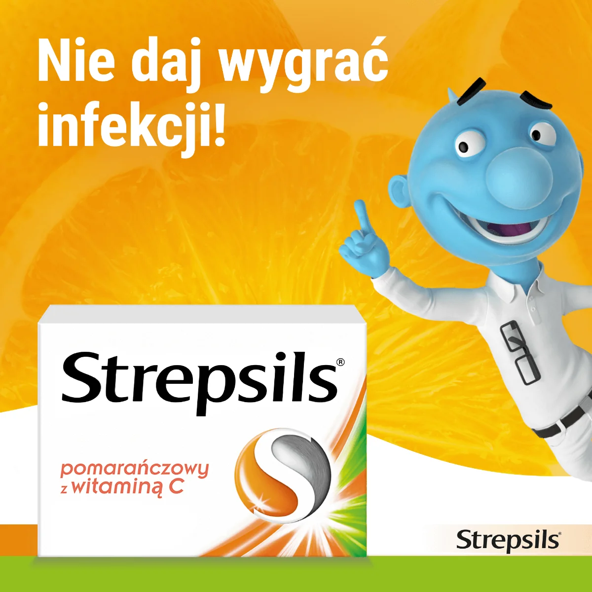 Strepsils pomarańczowy z witaminą C 24 pastylki twarde
