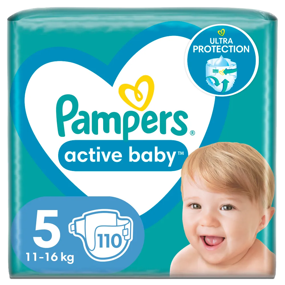 Pampers Active Baby, pieluchy, rozmiar 5, 11-16 kg, 110 sztuk 