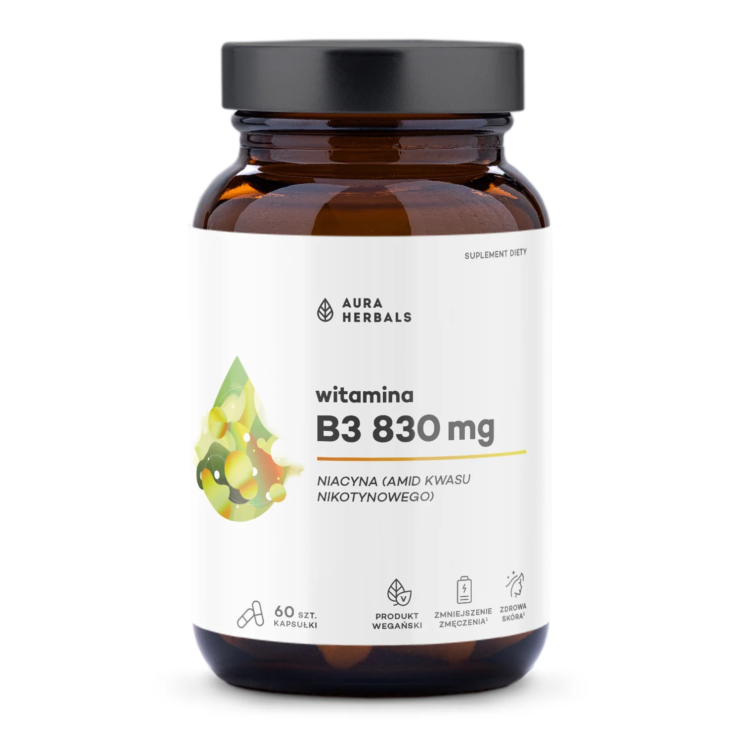 Aura Herbals Witamina B3 830 mg, niacyna 60 kapsułek