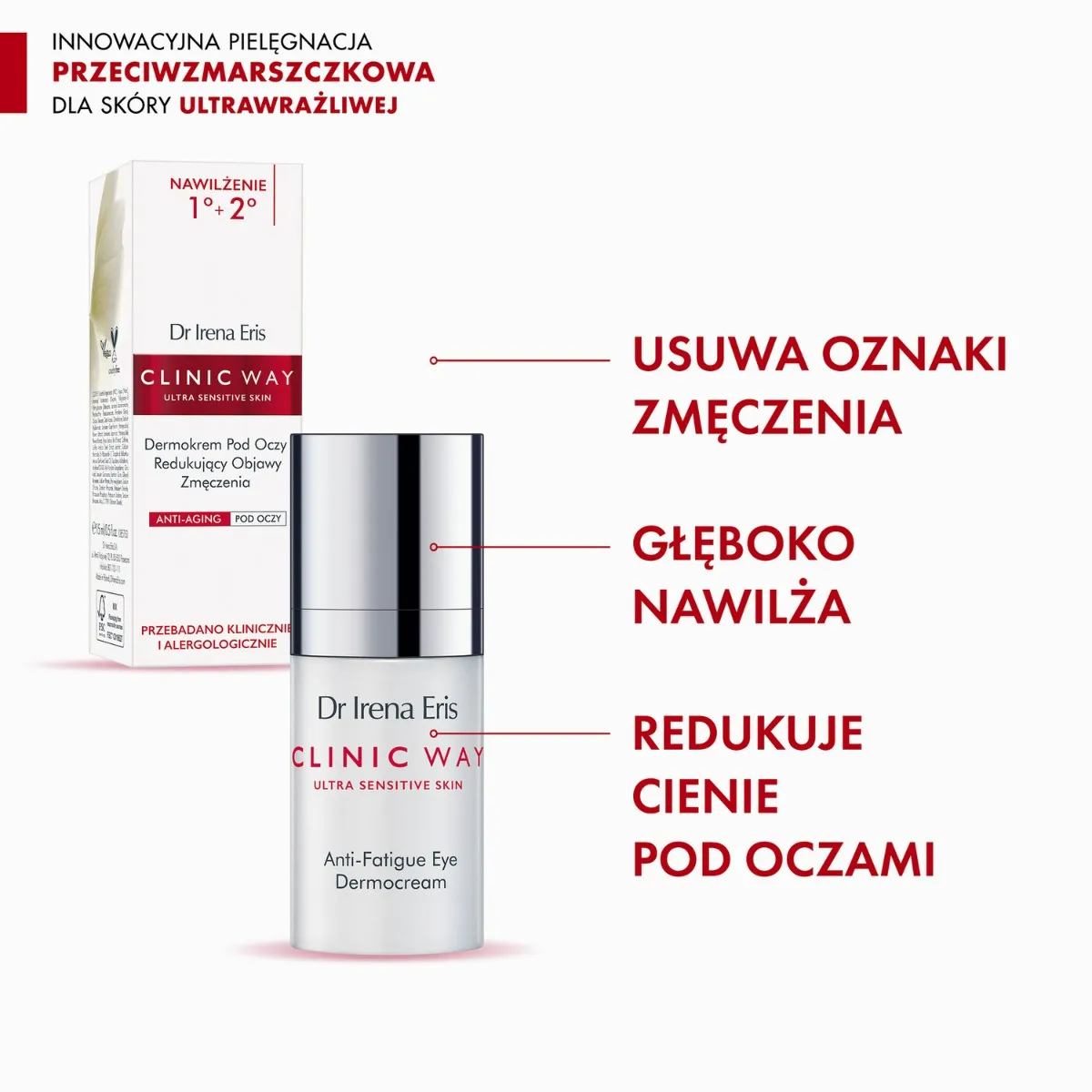 Dr Irena Eris Clinic Way Hialuronowe Wygładzanie, krem pod oczy stopień 1+2, 15 ml 