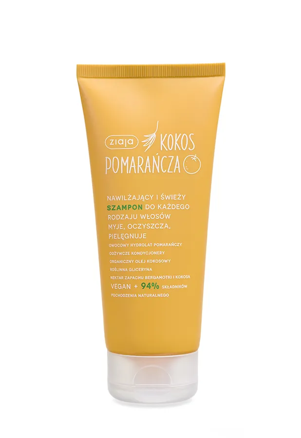 Ziaja Kokos Pomarańcza nawilżający i świeży szampon do każdego rodzaju włosów, 200 ml