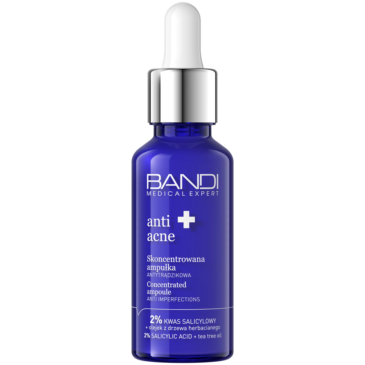 Bandi Medical Expert Anti-Acne Skoncentrowana Ampułka Antytrądzikowa 2% Kwas Salicylowy + Olejek Z Drzewa Herbacianego, 30 ml