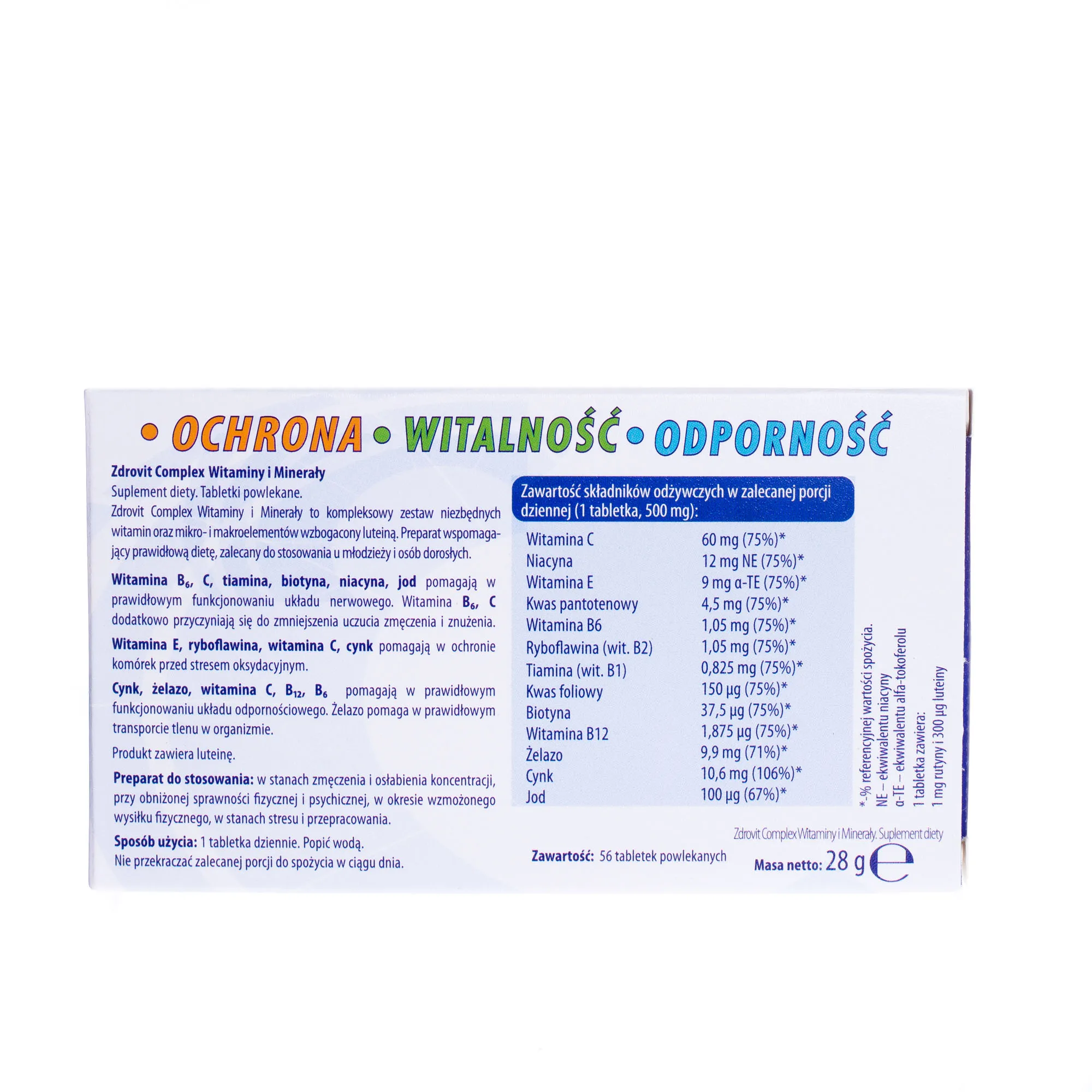 Zdrovit, Complex Witaminy i Minerały, 56 tabletek powlekanych 