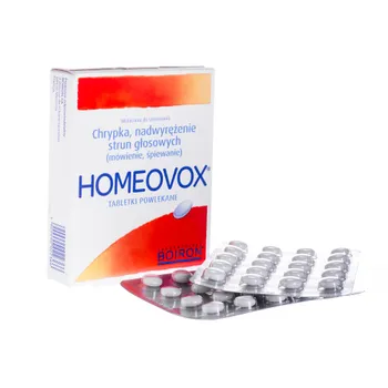 Boiron Homeovox - tabletki powlekane na chrypkę, nadwyrężenie strun głosowych, 60 tabletek 