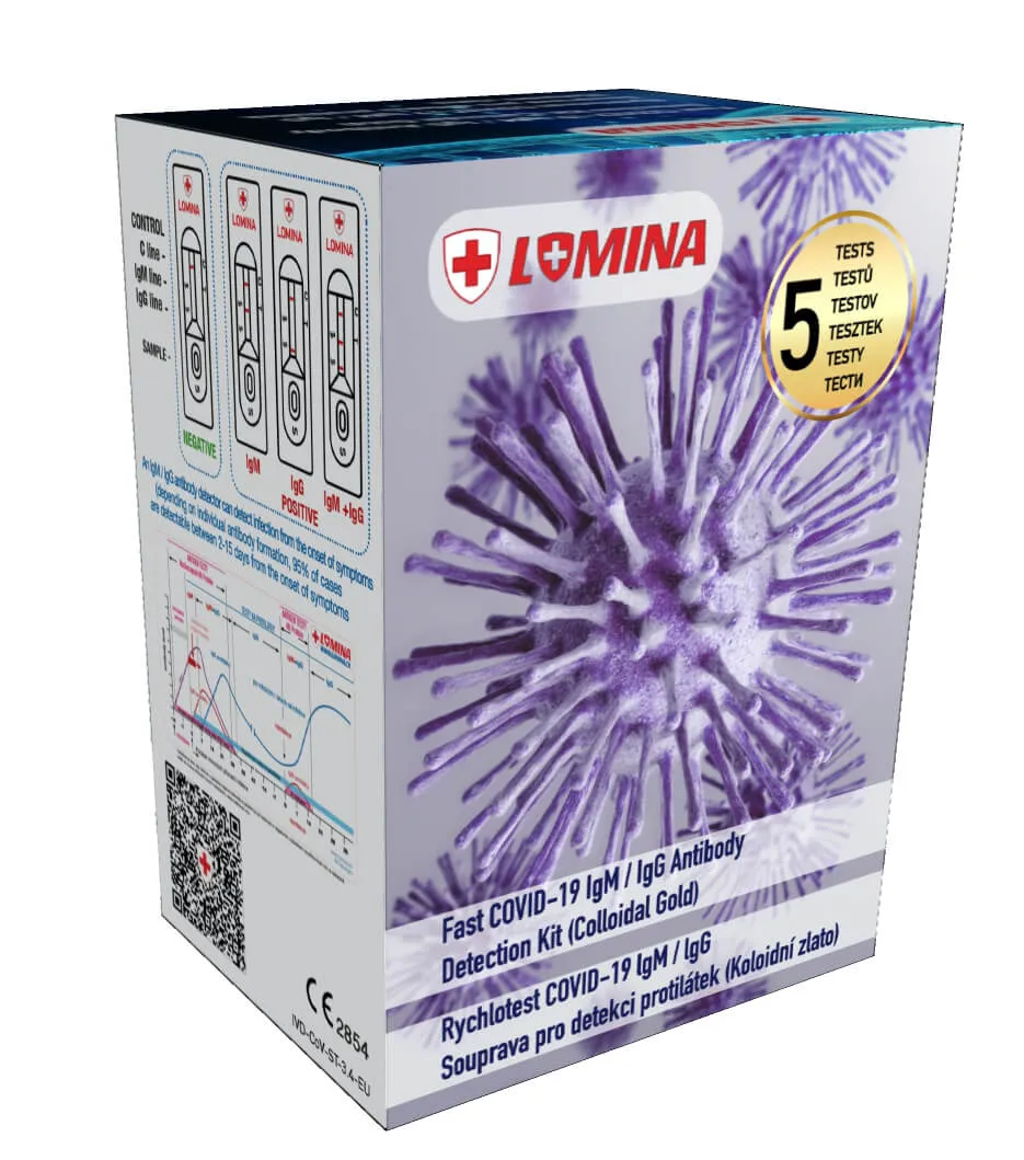 Lomina, szybki test do wykrywania przeciwciał IgG i IgM przeciwko COVID 19 w krwi, 5 testów