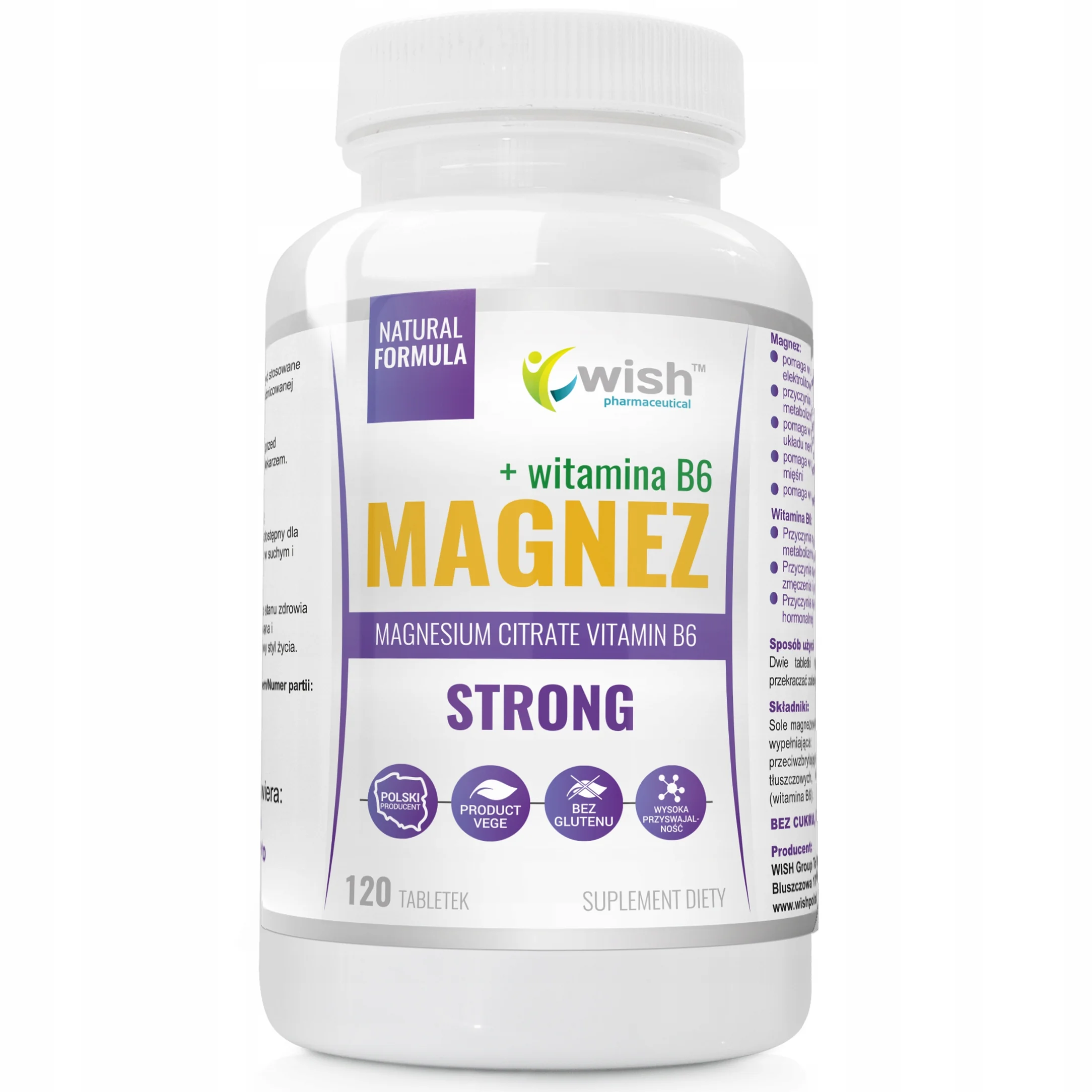 Wish Magnez Strong + Witamina B6 120 tabletek