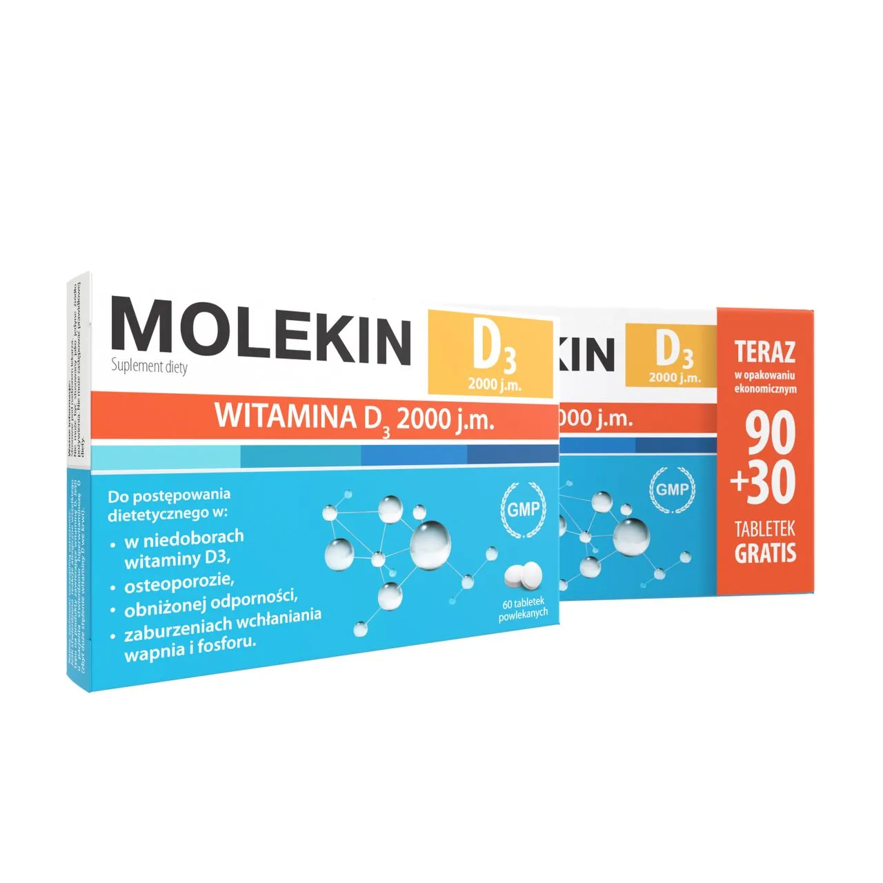 Molekin D3 2000 j.m., suplement diety, 30 tabletek