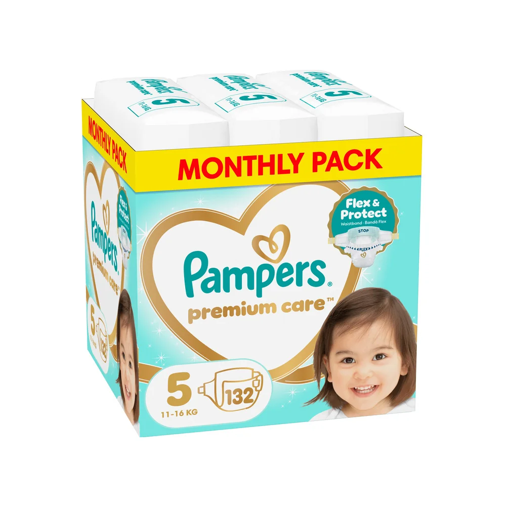 Pampers Premium Care 5 pieluchy, rozmiar 5, 11-16 kg, 132 sztuki