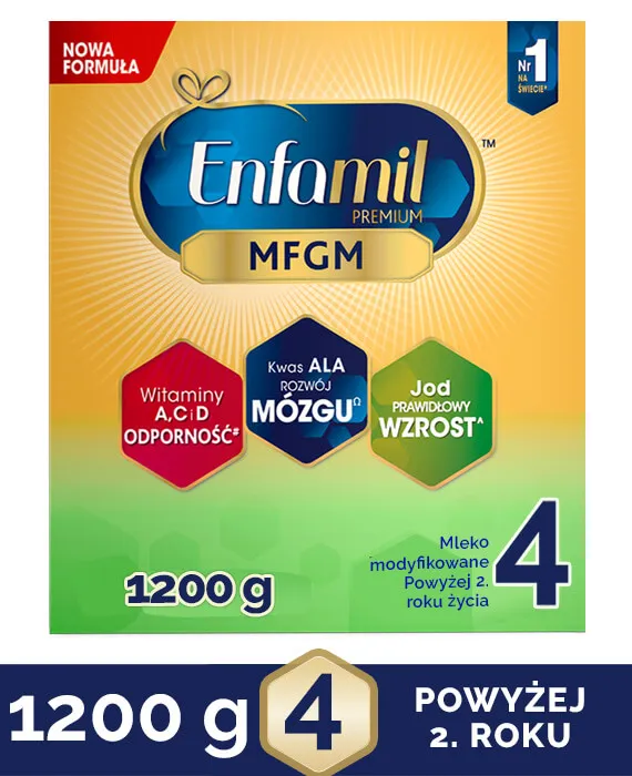 Enfamil Premium 4 MFGM, mleko modyfikowane dla dzieci powyżej 2 roku życia, 1200 g